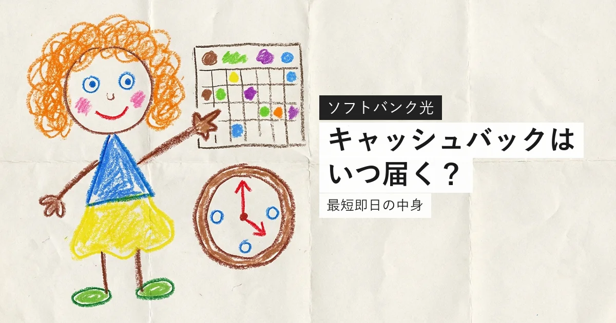 ソフトバンク光のキャッシュバックがいつ届くかを示すイラスト