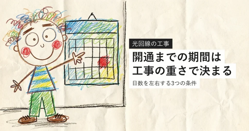 光回線の工事期間が何で決まるかを解説する記事のアイキャッチ