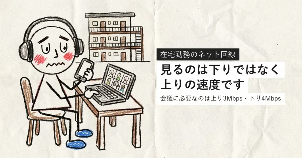 在宅勤務・テレワークに必要なネット速度の目安を解説する記事のアイキャッチ